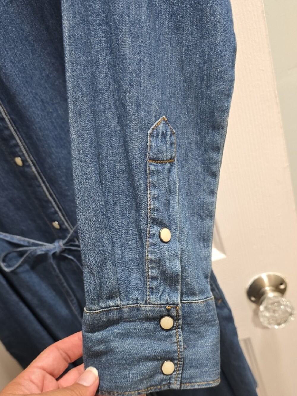 GAP 1969 Denim Shirt Dress with Tie Waist - Blue Size XL - Picture 4 of 13